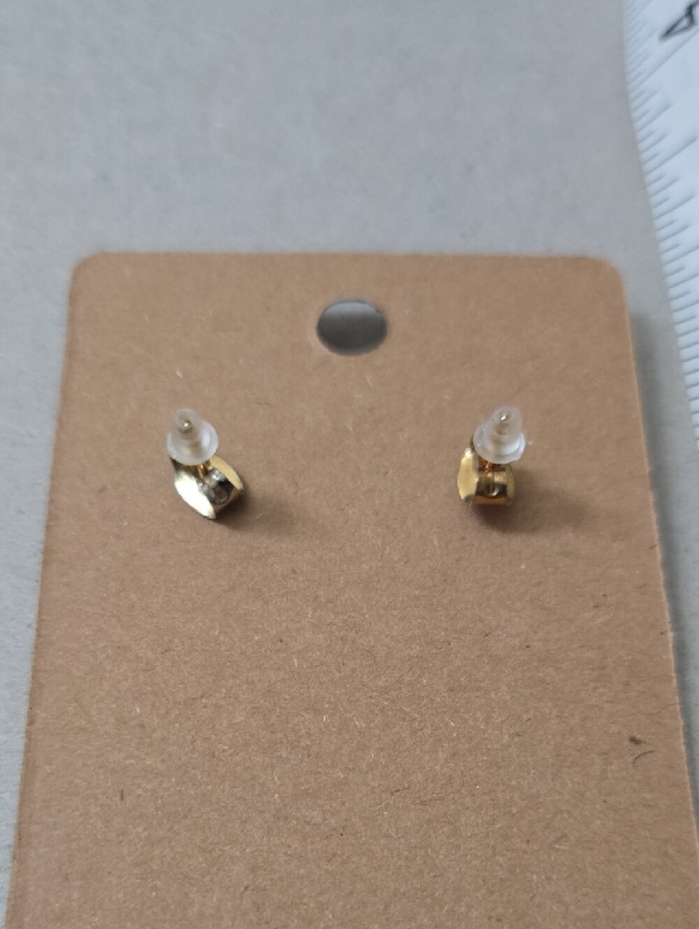 Tai Gold Tone Opal Accent Stud Earrings - Picture 2 of 4